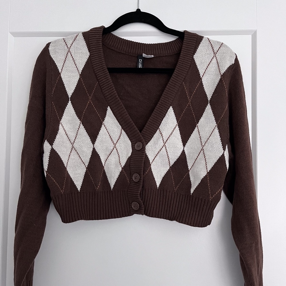 H&M Cropped Grandpa Cardigan, Size S